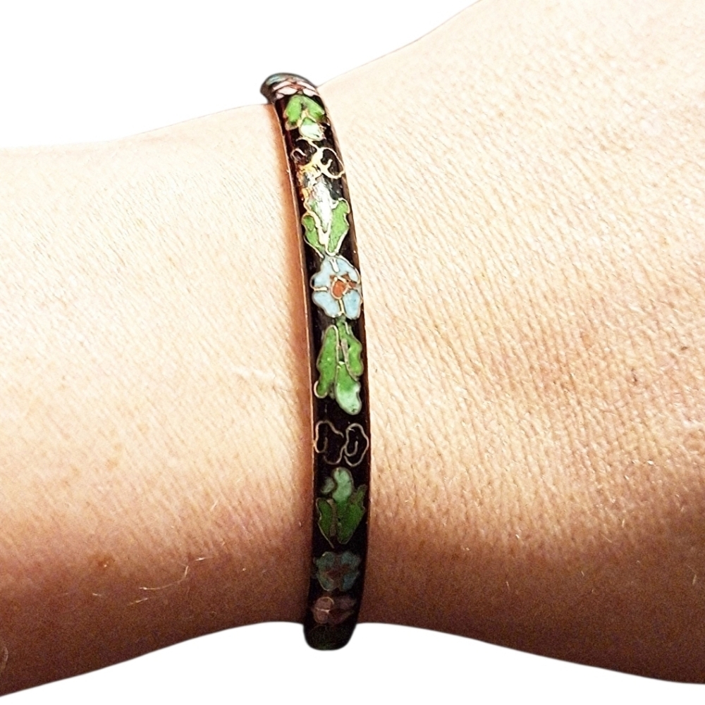 ✨️Thin Cloisonne Floral Enamal Bangle Bracelte!